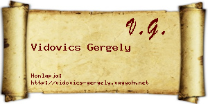 Vidovics Gergely névjegykártya